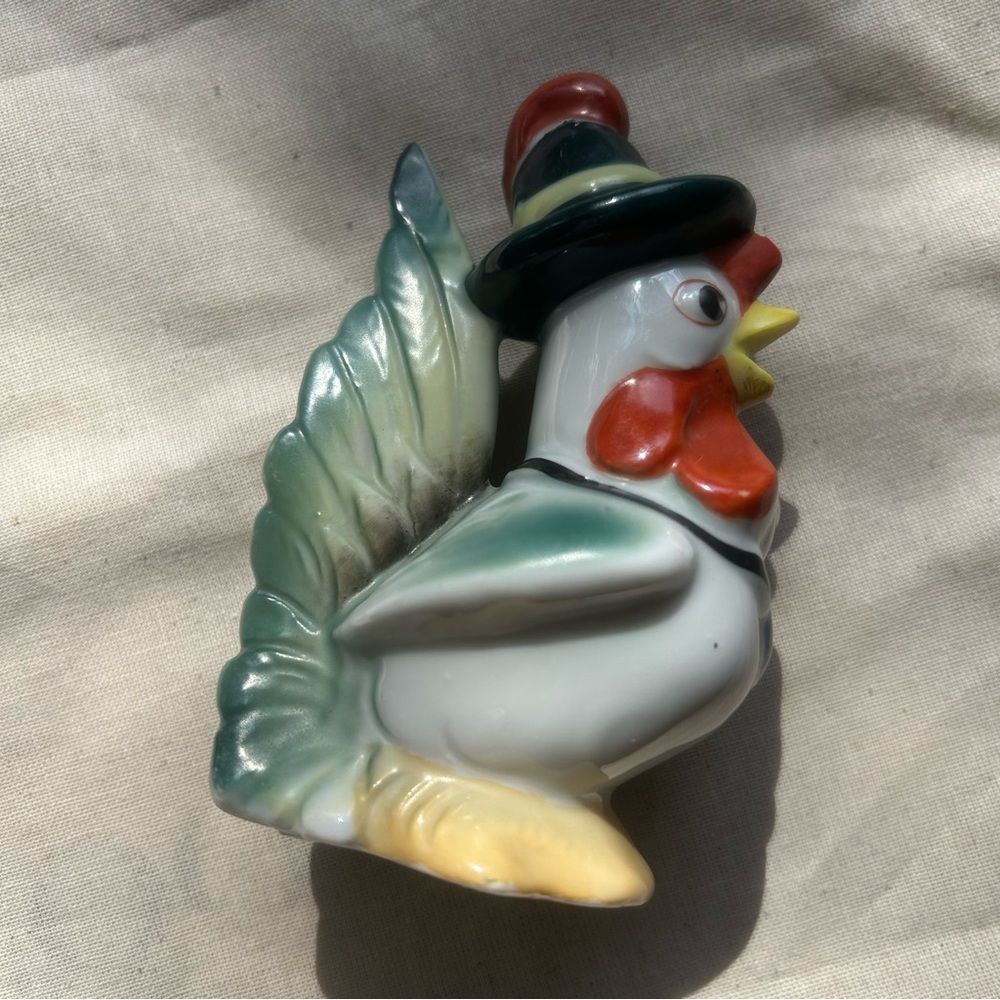 Vintage Colorful Ceramic Rooster Bird Figurine